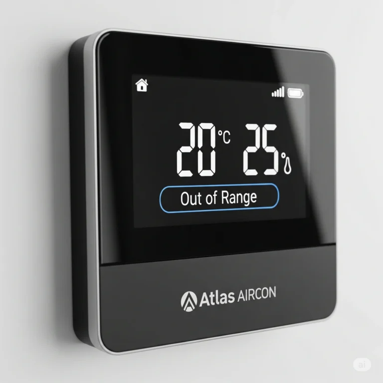 modern digital thermostat perhaps showing an error message or incorrect temperature